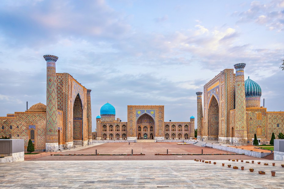 flydubai launches service to Samarkand; Registan square Samarkend, Uzbekistan