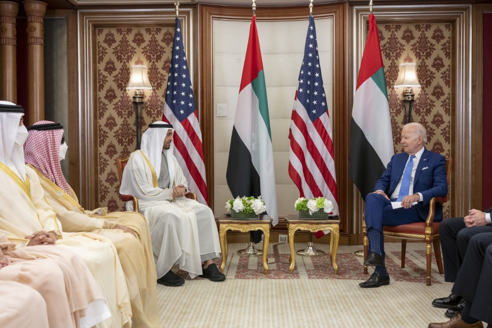 JEDDAH, SAUDI ARABIA - July 16, 2022: HH Sheikh Mohamed bin Zayed Al Nahyan, President of the United Arab Emirates meets with Joe Biden, President of the US, during the Jeddah Security and Development Summit. Image: WAM