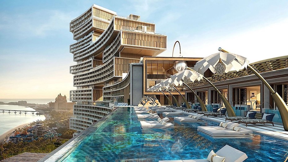 The Atlantis The Royal Residences poolside. This is the largest penthouse on Palm Jumeirah and sold by B1 Properties.