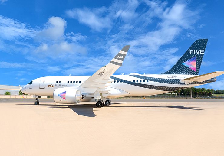 The aircraft, 9H-FIVE, pronounced Nine-Hotel FIVE, will be based in Dubai (Image: Supplied by FIVE Hotels and Resorts)