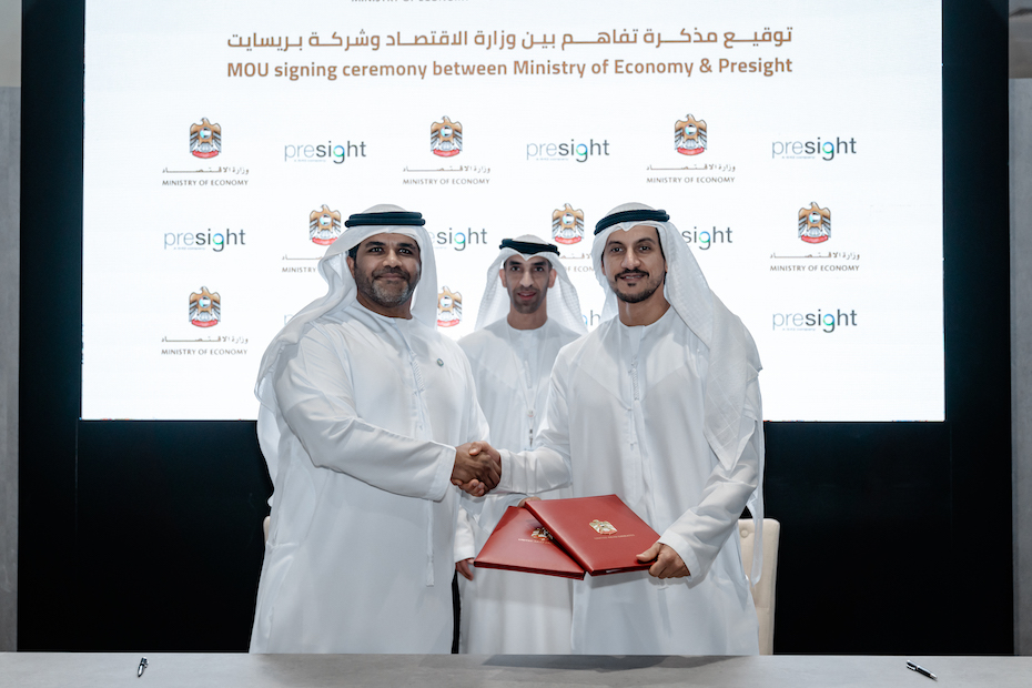 Ministry of Economy signs MoU with Presight to enhance UAE's attractiveness to FDI & support private sector partnership