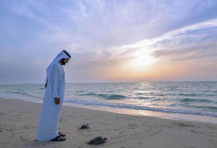 Sheikh Mohammed bin Rashid at Jebel Ali public beach. Image credit: Dubai Media Office