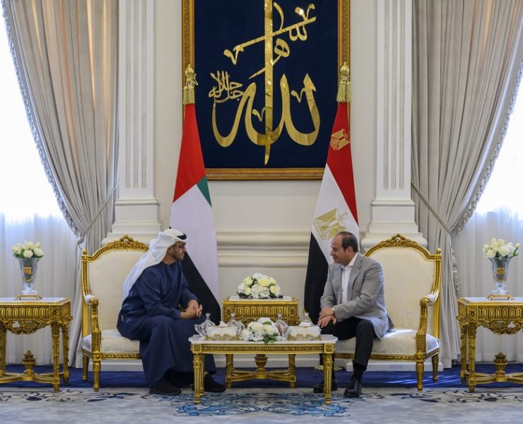 UAE President Sheikh Mohamed bin Zayed Al Nahyan, President of the United Arab Emirates (L) meets with HE Abdel Fattah El Sisi, President of Egypt