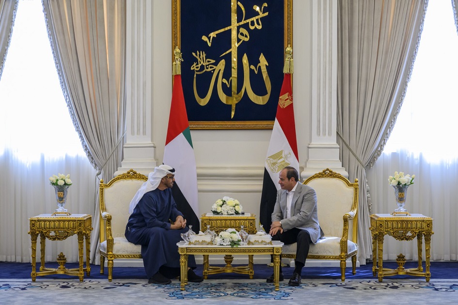 UAE President Sheikh Mohamed bin Zayed Al Nahyan, President of the United Arab Emirates (L) meets with HE Abdel Fattah El Sisi, President of Egypt