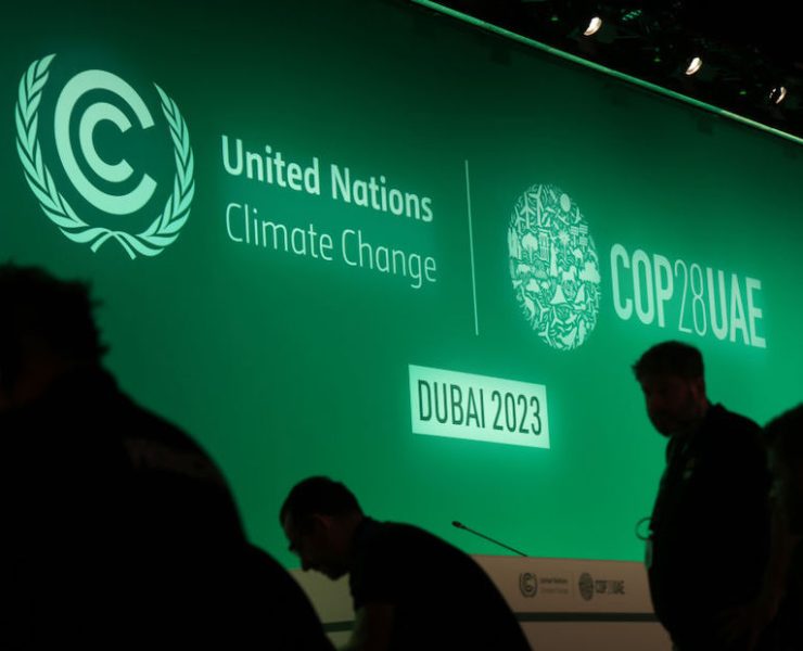 DUBAI, UNITED ARAB EMIRATES - NOVEMBER 29: Technicians prepare a plenary hall at the UNFCCC COP28 Climate Conference the day before its official opening on November 29, 2023 in Dubai, United Arab Emirates. The COP28 is bringing together stakeholders, including international heads of state and other leaders, scientists, environmentalists, indigenous peoples representatives, activists and others to discuss and agree on the implementation of global measures towards mitigating the effects of climate change. (Photo by Sean Gallup/Getty Images)
