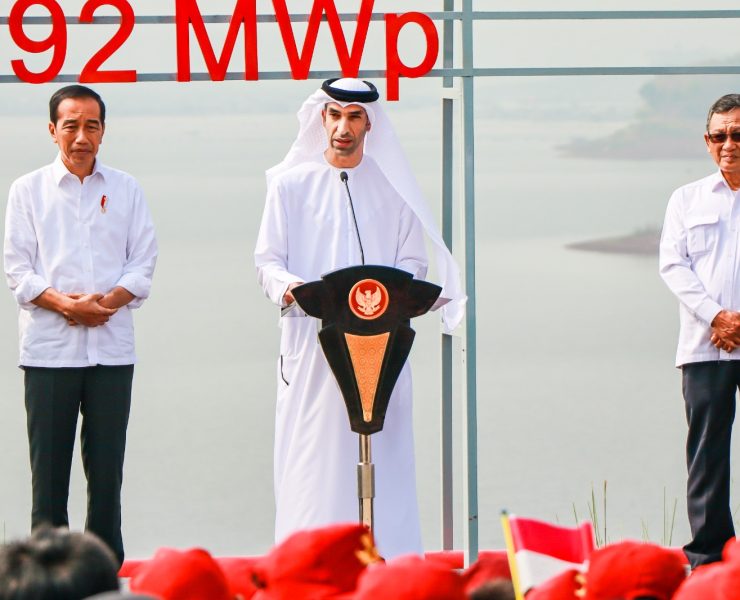 Dr Thani Al Zeyoudi, Minister of State for Foreign Trade, UAE, speaks at the inauguration of Southeast Asia’s largest floating solar plant in Indonesia Image Supplied