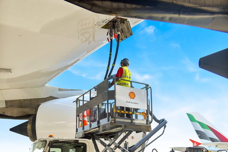 Emirates first flights with SAF from Shell aviation take off from DXB Image Emirates